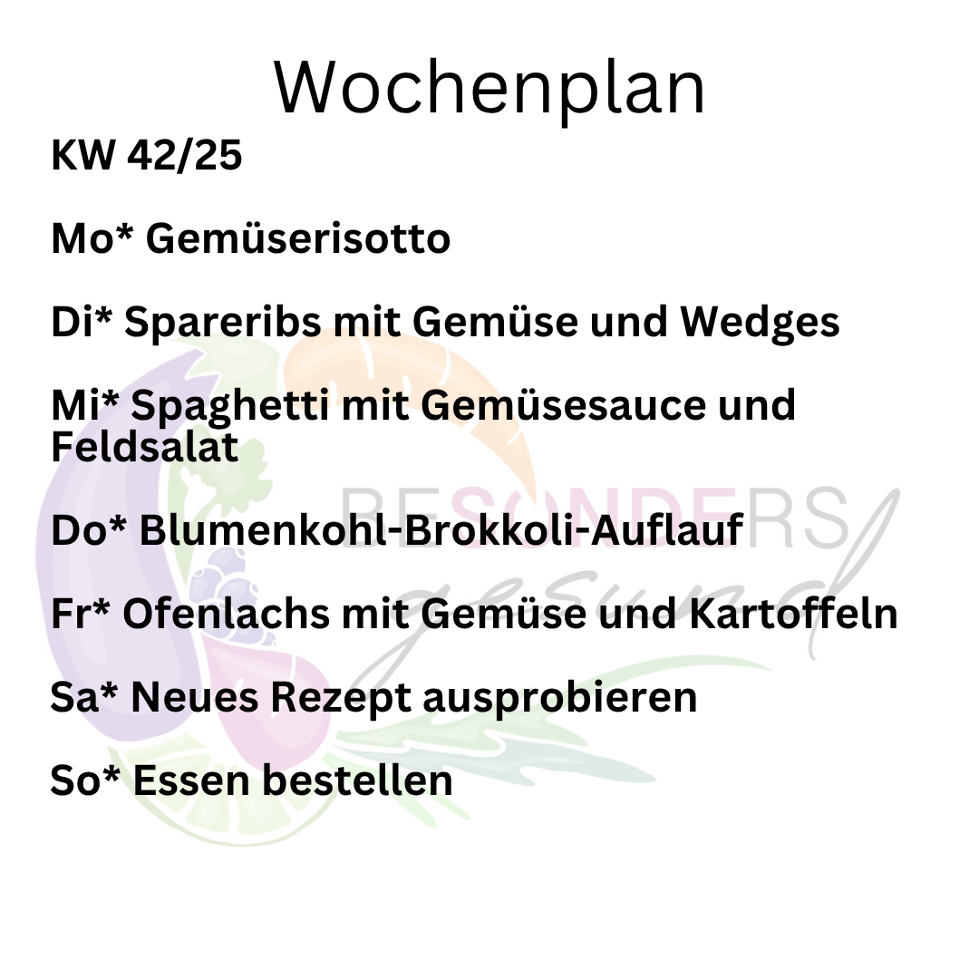 Wochenplan für KW 42