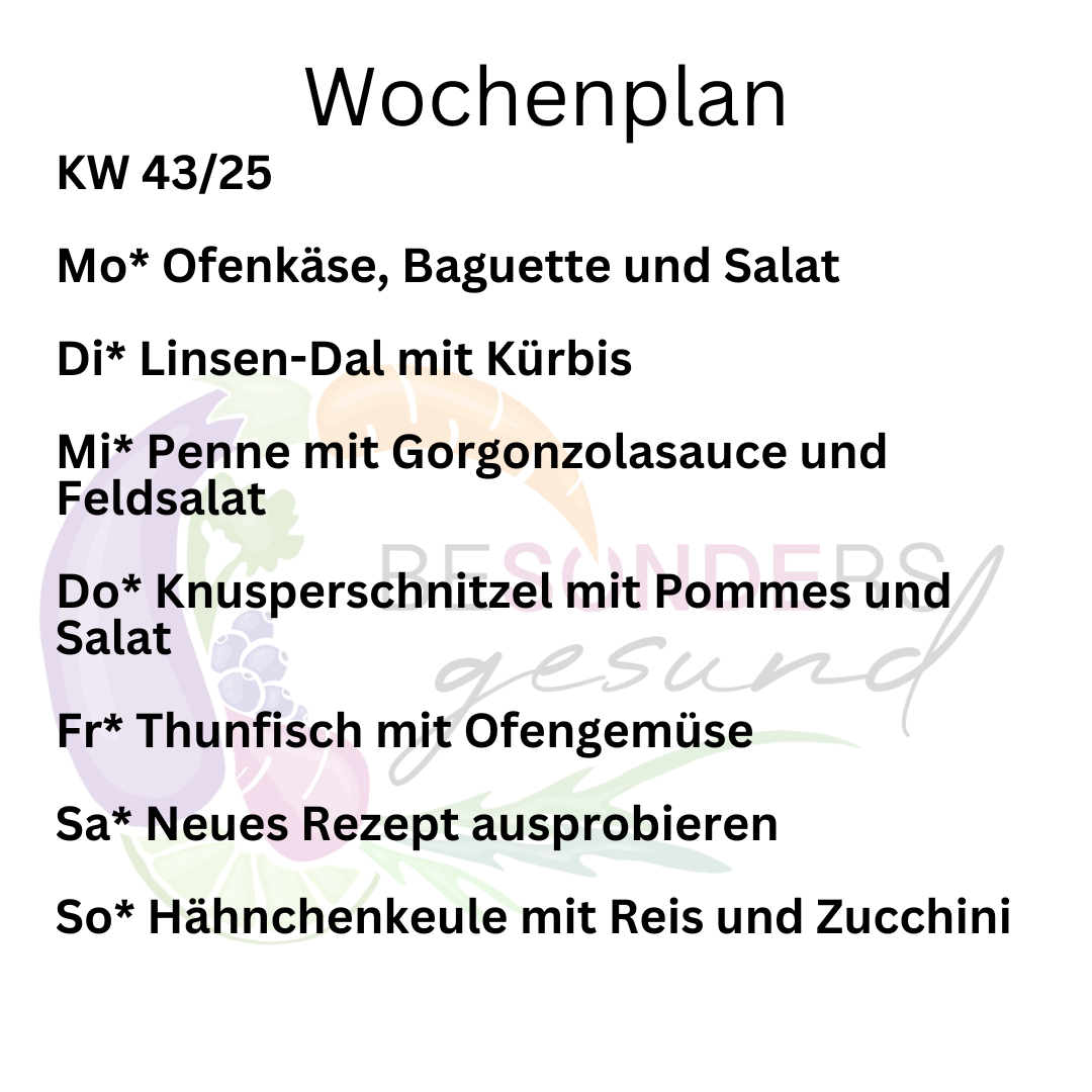 Wochenplan für KW 43/25