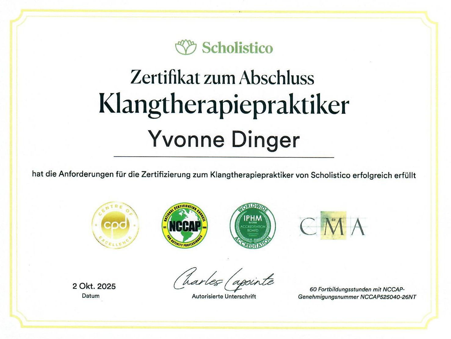 Zertifikat Klangtherapiepraktiker