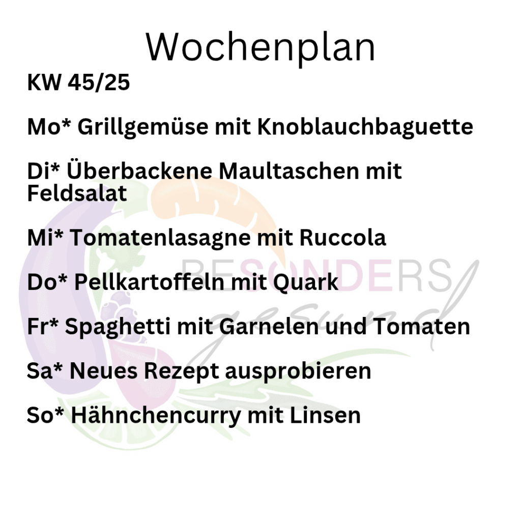 Wochenplan für KW 45